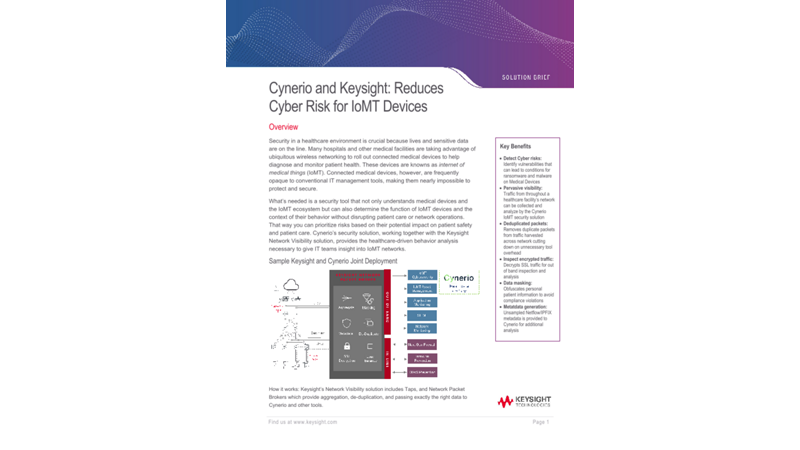 Cynerio and Keysight: Reduces Cyber Risk for IoMT Devices